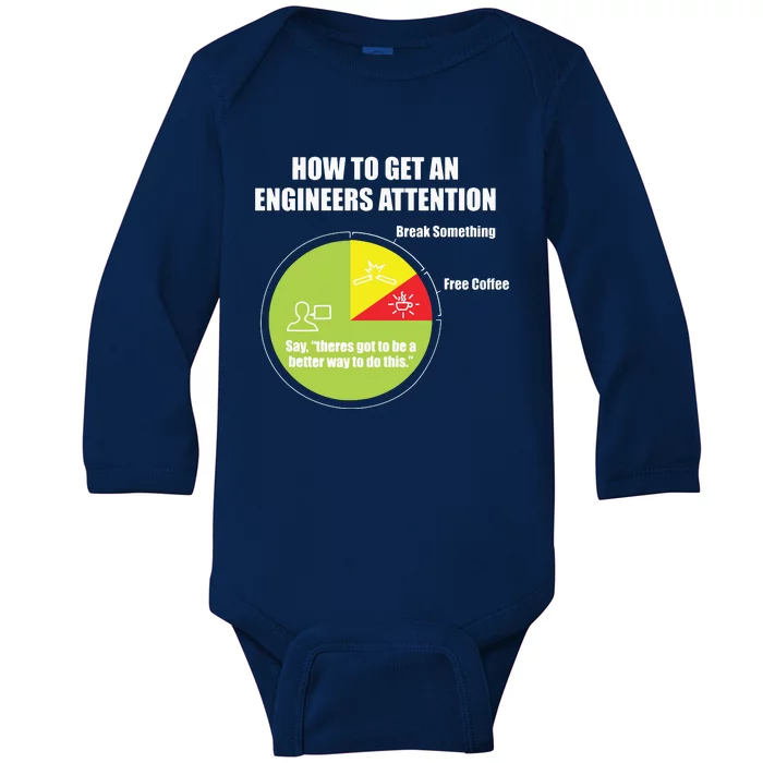 How To Get An Engineers Attention Engineering Funny Baby Long Sleeve Bodysuit