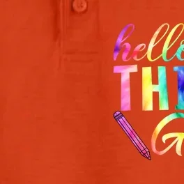 Hello Third Grade Tie Dye Back To School 3Rd Grader Teacher Gift Dry Zone Grid Performance Polo