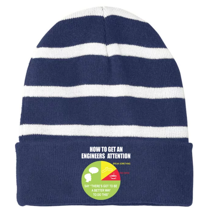 How To Get An Engineers Attention Funny Engineer Striped Beanie with Solid Band