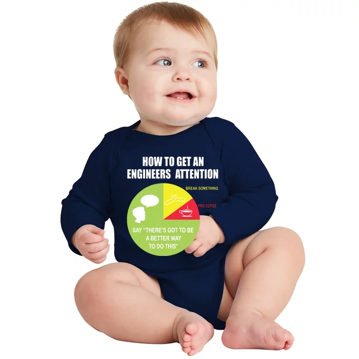 How To Get An Engineers Attention Funny Engineer Baby Long Sleeve Bodysuit