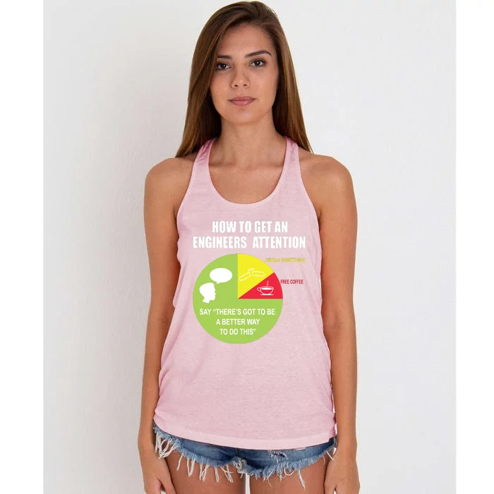 How To Get An Engineers Attention Funny Engineer Women's Knotted Racerback Tank