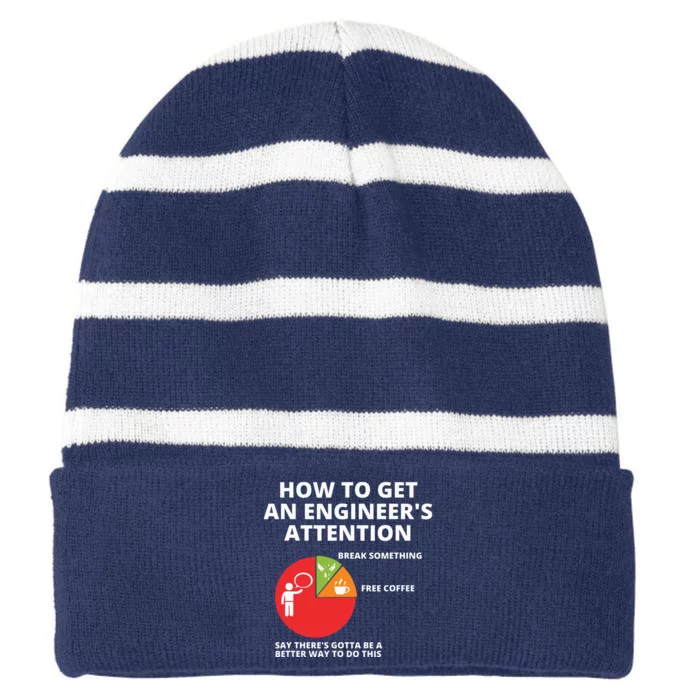 How To Get An Engineers Attention Funny Engineering Striped Beanie with Solid Band