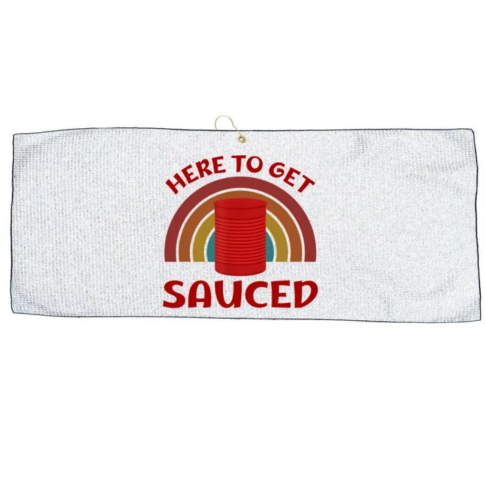 Here To Get Sauced Funny Cranberry Sauce Thanksgiving Food Large Microfiber Waffle Golf Towel