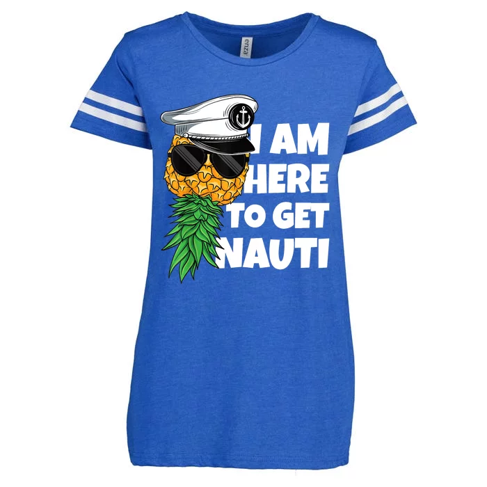 Here To Get Nauti Cruise Boat Upside Down Pineapple Swinger Enza Ladies Jersey Football T-Shirt