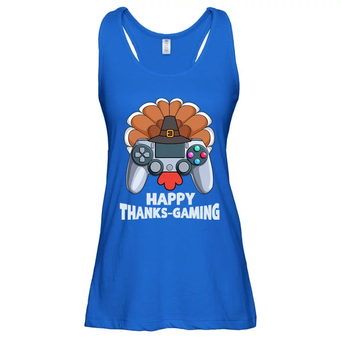 Happy Thanks Gaming Funny Video Gamer Turkey Thanksgiving Cute Gift Ladies Essential Flowy Tank