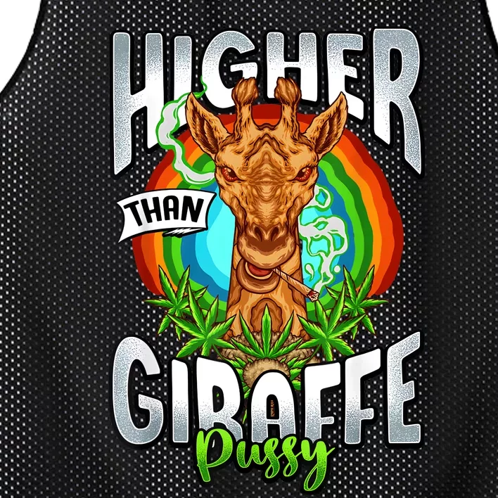 Higher Than Giraffe Pussy Funny Stoner Weed 4 20 Pot Gift Mesh Reversible Basketball Jersey Tank