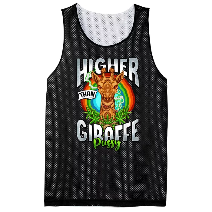 Higher Than Giraffe Pussy Funny Stoner Weed 4 20 Pot Gift Mesh Reversible Basketball Jersey Tank