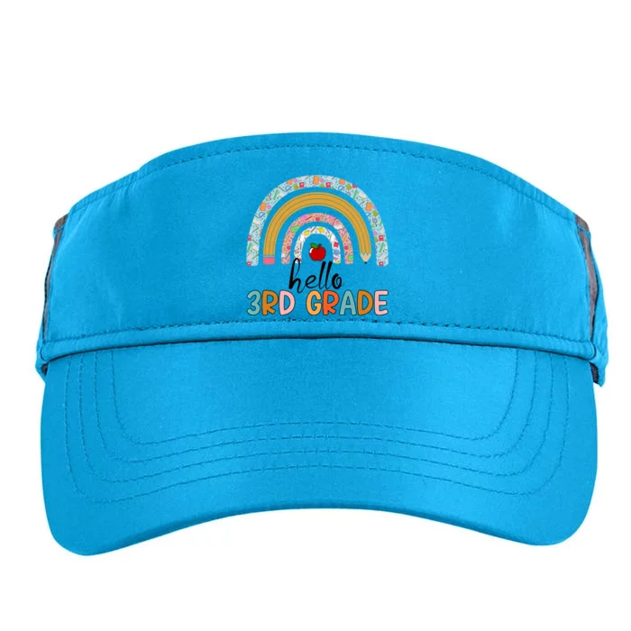 Hello Third Grade Rainbow First Day Of 3Rd Grade Teacher Funny Gift Adult Drive Performance Visor