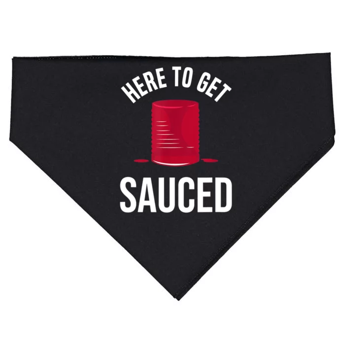 Here To Get Sauced Funny USA-Made Doggie Bandana