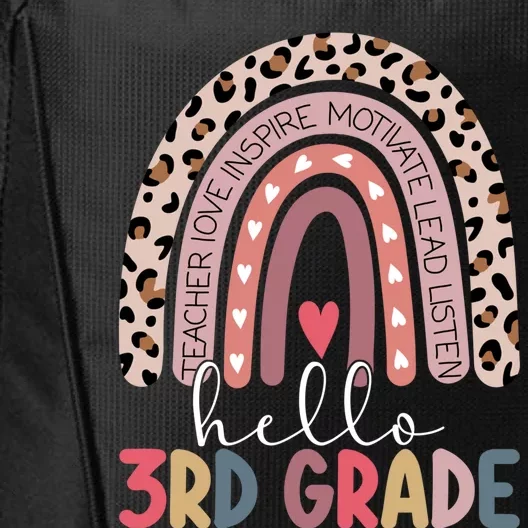 Hello Third Grade Rainbow Leopard Print 3Rd Grade Teacher Meaningful Gift City Backpack