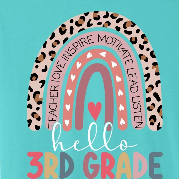 Hello Third Grade Rainbow Leopard Print 3Rd Grade Teacher Meaningful Gift ChromaSoft Performance T-Shirt