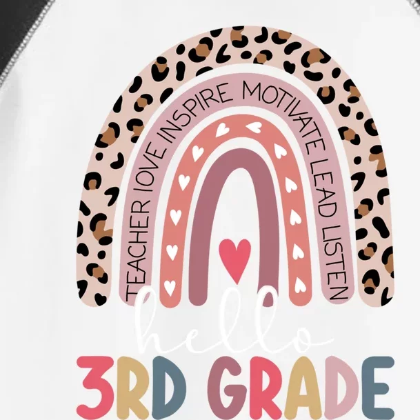 Hello Third Grade Rainbow Leopard Print 3Rd Grade Teacher Meaningful Gift Toddler Fine Jersey T-Shirt