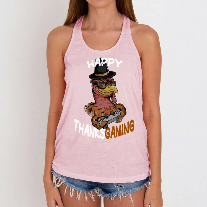 Happy Thanksgaming Gaming Video Game Gamer Thanksgiving Gift Women's Knotted Racerback Tank