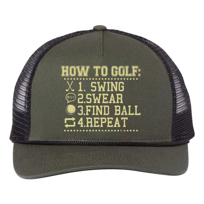 How To Golf Funny Vintage Tee For Golfers Golf Lover Retro Rope Trucker Hat Cap