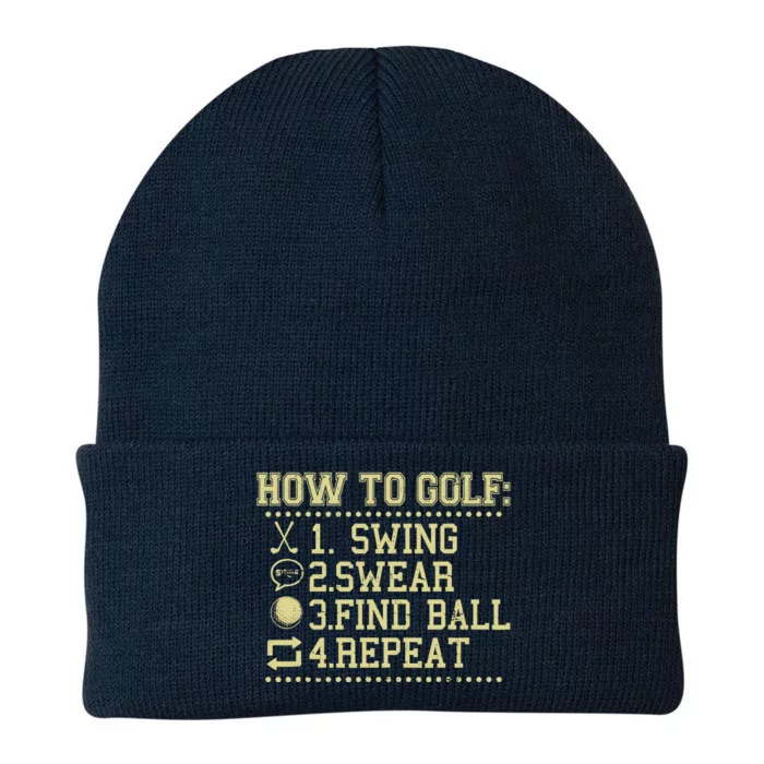 How To Golf Funny Vintage Tee For Golfers Golf Lover Knit Cap Winter Beanie