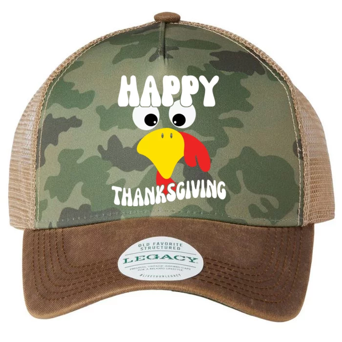 Happy Thanksigiving Gobble Turkey Face Legacy Tie Dye Trucker Hat