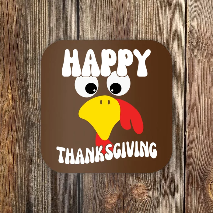 Happy Thanksigiving Gobble Turkey Face Coaster