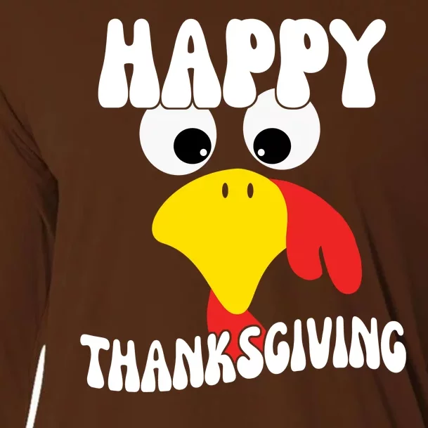 Happy Thanksigiving Gobble Turkey Face Cooling Performance Long Sleeve Crew