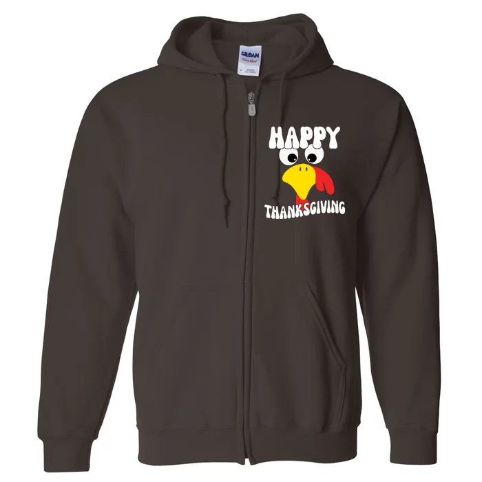 Happy Thanksigiving Gobble Turkey Face Full Zip Hoodie