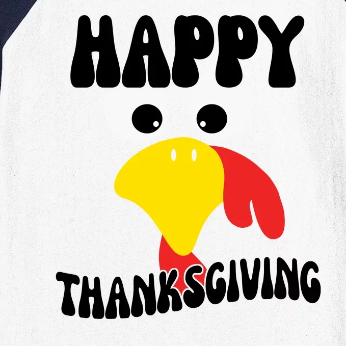 Happy Thanksigiving Gobble Turkey Face Baseball Sleeve Shirt