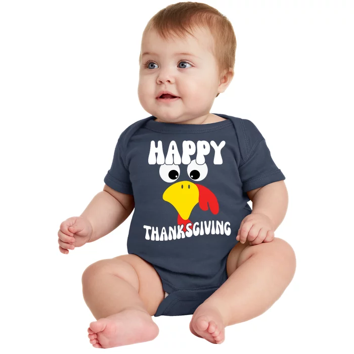 Happy Thanksigiving Gobble Turkey Face Baby Bodysuit