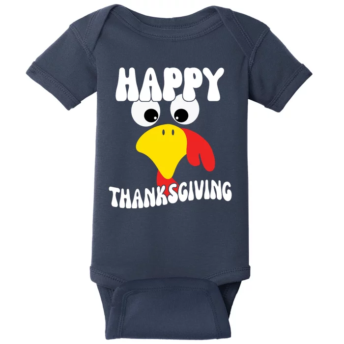 Happy Thanksigiving Gobble Turkey Face Baby Bodysuit