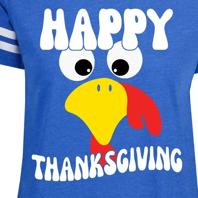 Happy Thanksigiving Gobble Turkey Face Enza Ladies Jersey Football T-Shirt