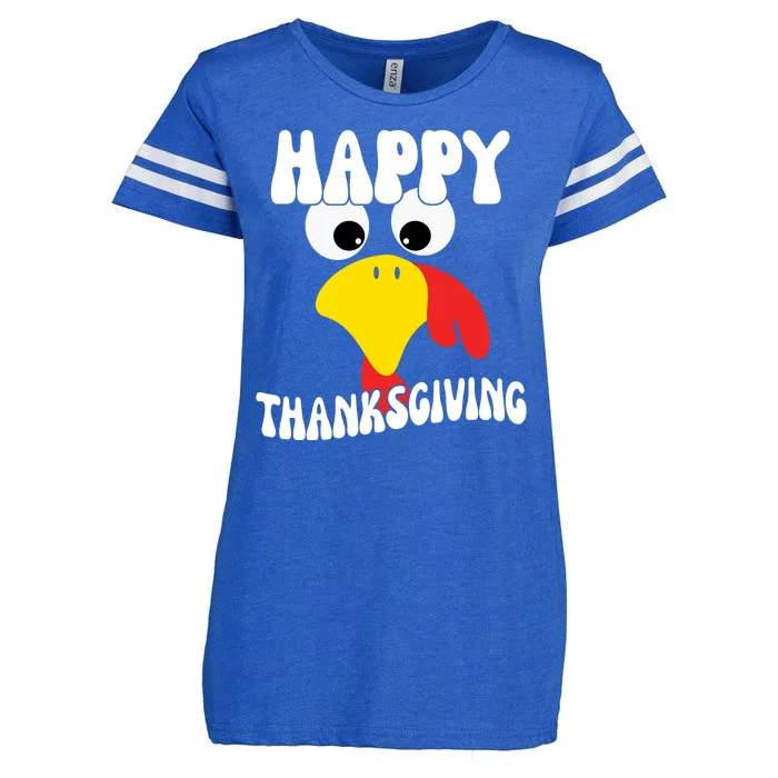 Happy Thanksigiving Gobble Turkey Face Enza Ladies Jersey Football T-Shirt