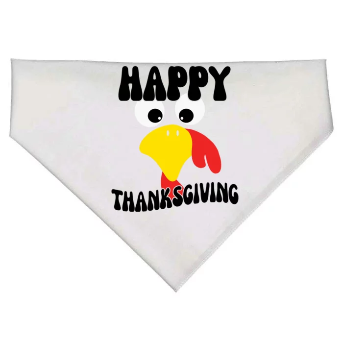 Happy Thanksigiving Gobble Turkey Face USA-Made Doggie Bandana