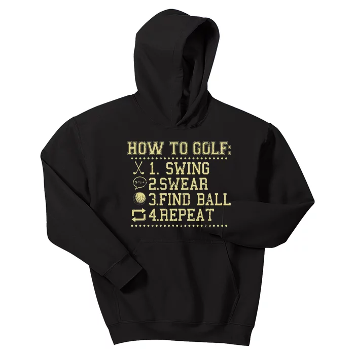 How To Golf Funny Vintage disc Golf Lover sports Kids Hoodie