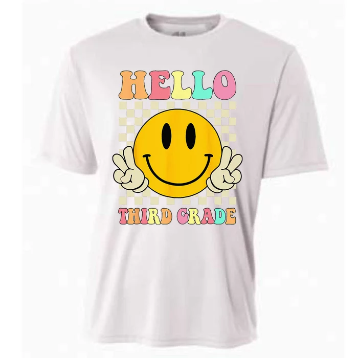 Hello Third Grade Hippie Smile Face 3rd Grade Back To School Cooling Performance Crew T-Shirt