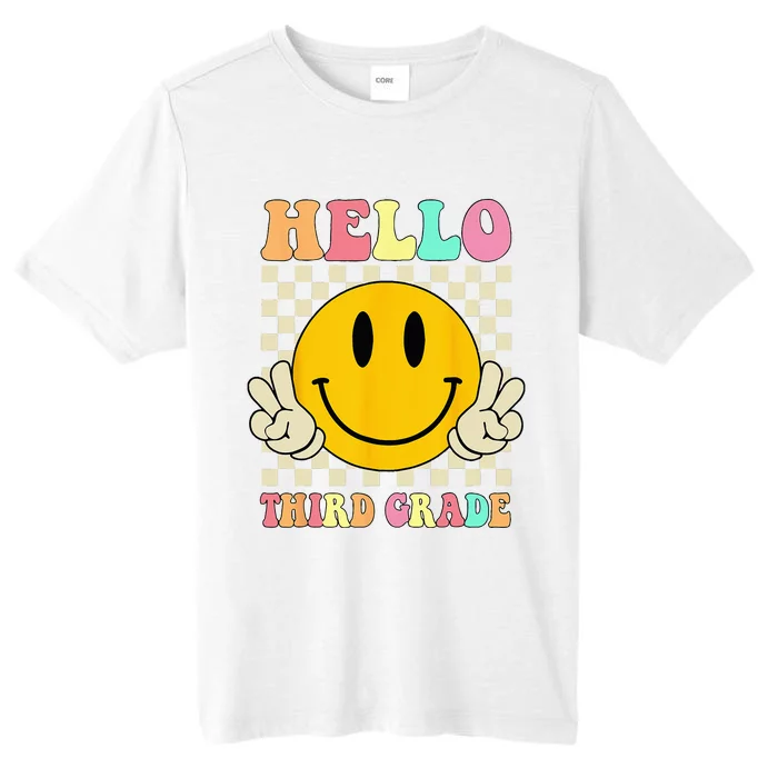 Hello Third Grade Hippie Smile Face 3rd Grade Back To School ChromaSoft Performance T-Shirt