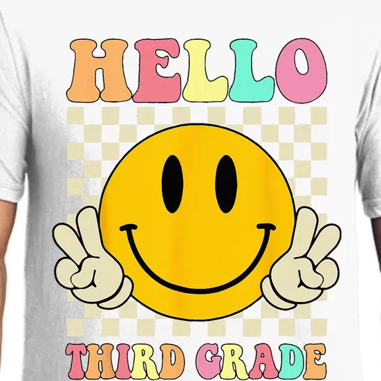 Hello Third Grade Hippie Smile Face 3rd Grade Back To School Pajama Set