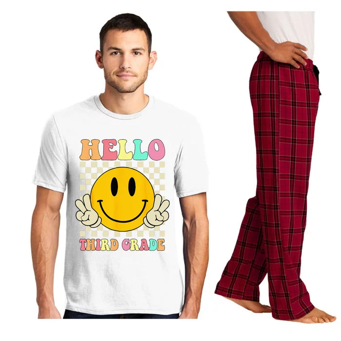 Hello Third Grade Hippie Smile Face 3rd Grade Back To School Pajama Set