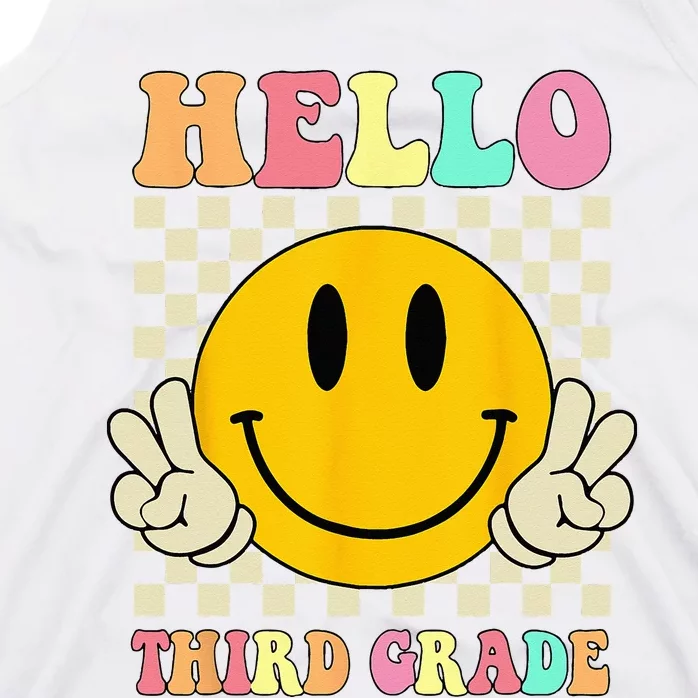 Hello Third Grade Hippie Smile Face 3rd Grade Back To School Tank Top