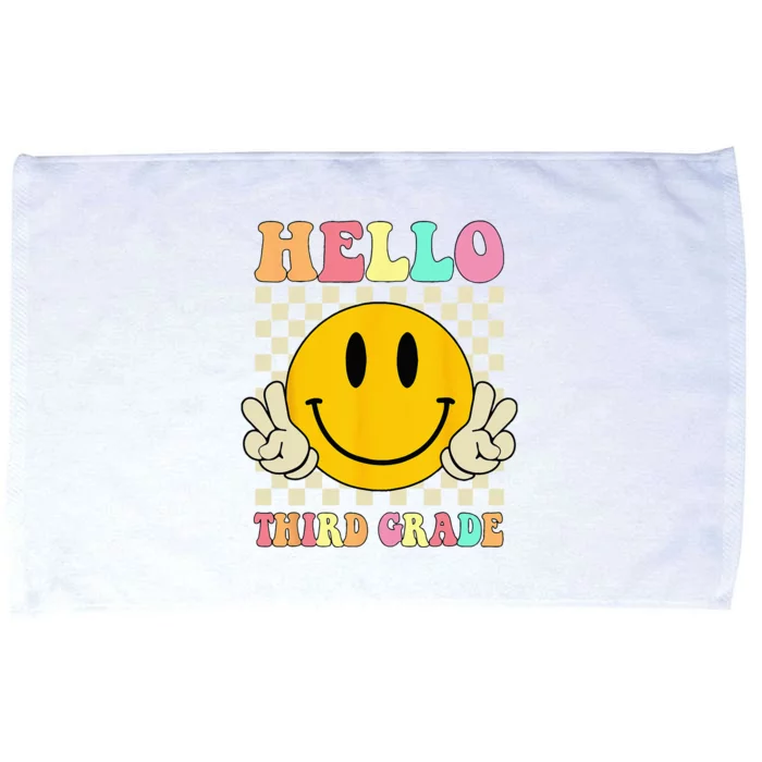 Hello Third Grade Hippie Smile Face 3rd Grade Back To School Microfiber Hand Towel