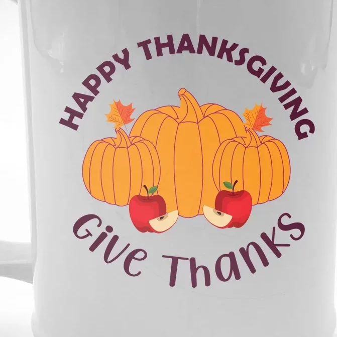 Happy Thanksgiving Give Thanks Graphic Front & Back Beer Stein