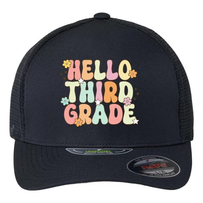 Hello Third Grade Team 3rd Grade Back To School Teacher Flexfit Unipanel Trucker Cap