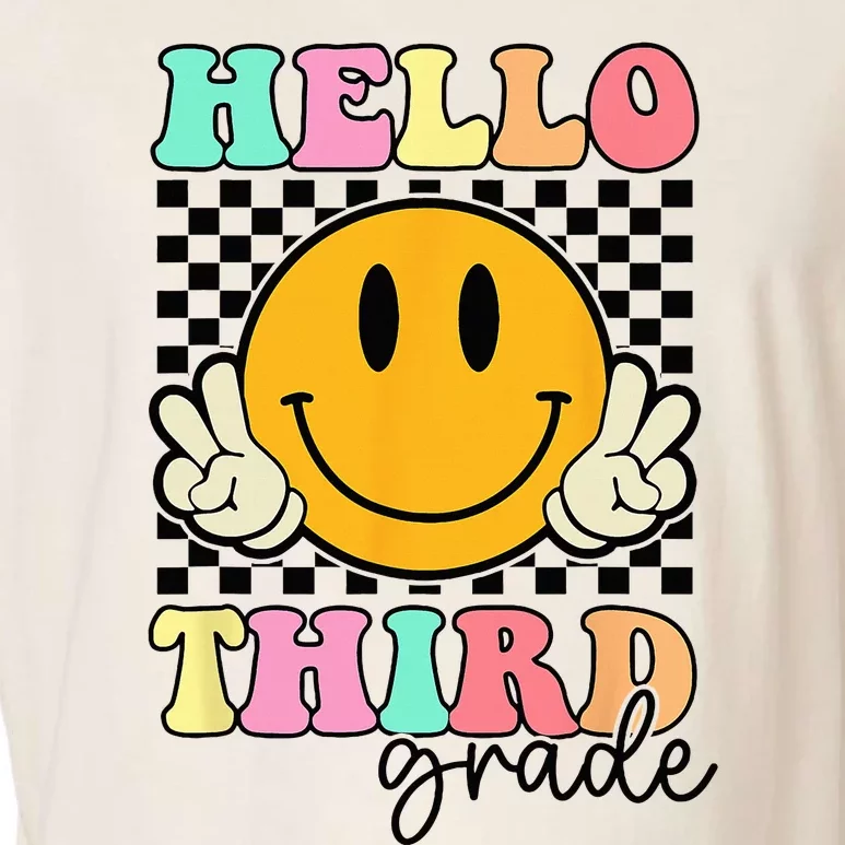 Hello Third Grade Retro Smile Team 3rd Grade Back to School Garment-Dyed Women's Muscle Tee