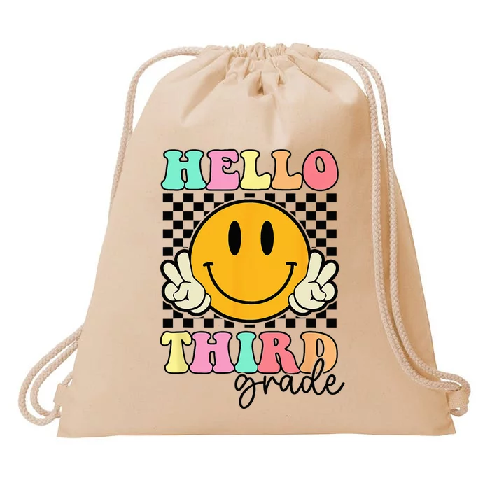 Hello Third Grade Retro Smile Team 3rd Grade Back to School Drawstring Bag