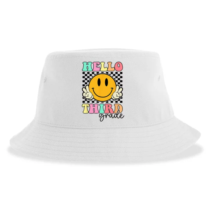 Hello Third Grade Retro Smile Team 3rd Grade Back to School Sustainable Bucket Hat