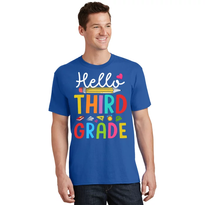 Hello Third Grade First Day Of 3Rd Grade Teacher Gift T-Shirt