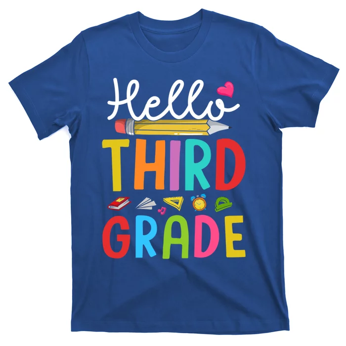 Hello Third Grade First Day Of 3Rd Grade Teacher Gift T-Shirt