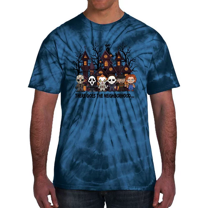 Halloween There Goes The Neighborhood Horror Characters Tie-Dye T-Shirt