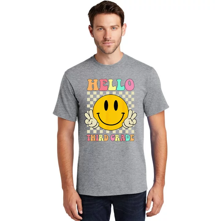 Hello Third Grade Hippie Smile Face 3rd Grade Back To School Tall T-Shirt