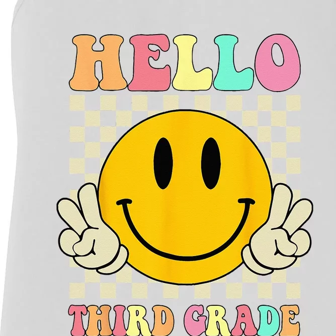 Hello Third Grade Hippie Smile Face 3rd Grade Back To School Women's Racerback Tank