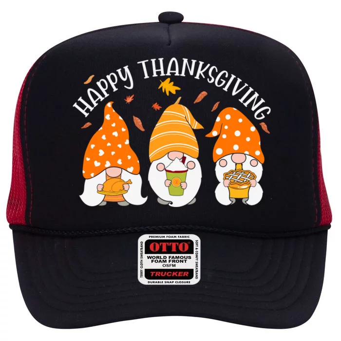 Happy Thanksgiving Gnome Festive Holiday High Crown Mesh Trucker Hat