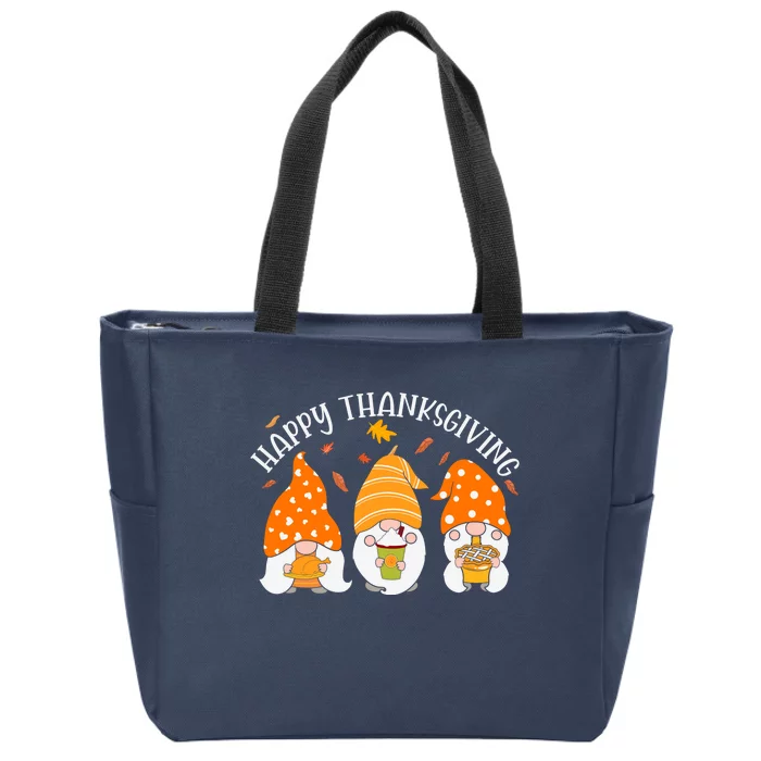 Happy Thanksgiving Gnome Festive Holiday Zip Tote Bag