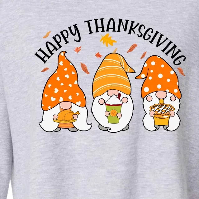 Happy Thanksgiving Gnome Festive Holiday Cropped Pullover Crew