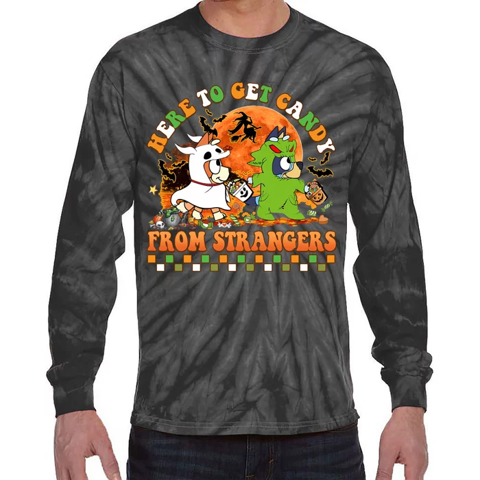 Here To Get Candy From Strangers Halloween Nightmare Tie-Dye Long Sleeve Shirt